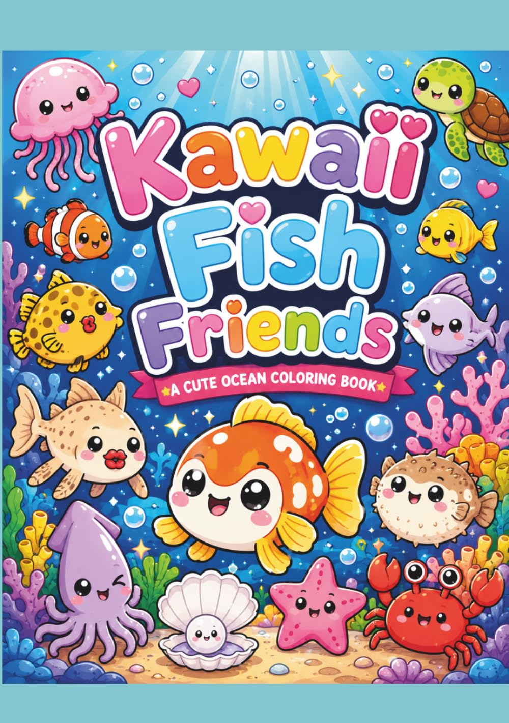 Kawaii Fish Friends Bold and Easy coloring: From smiling jellyfish and fluffy pufferfish to quirky frogfish, sea bunnies, pyjama squids, and magical ... to bring joy and creativity to your day.