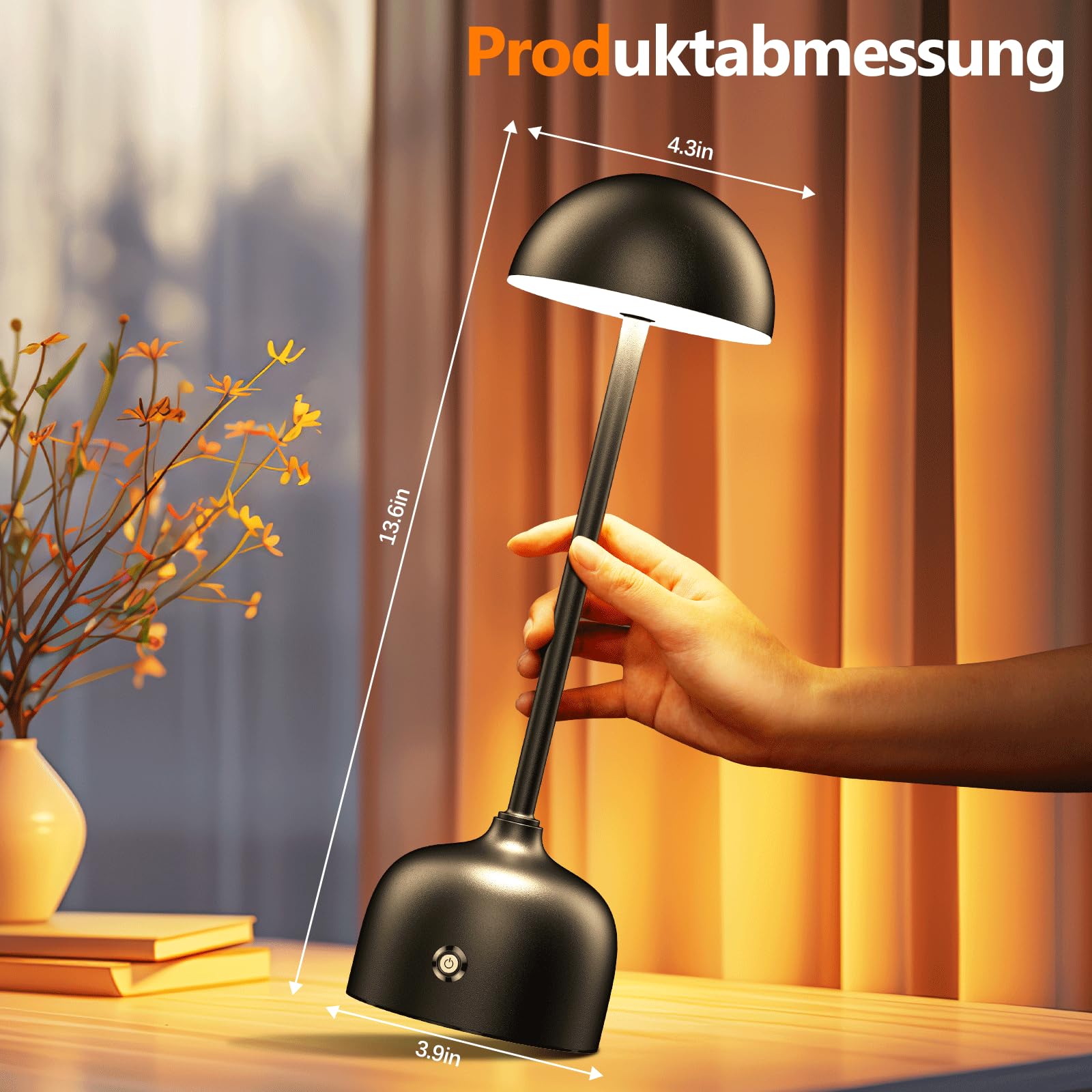 Lampada da tavolo senza fili con touch, lampada da tavolo a LED, a batteria, dimmerabile, 3 modalità di colore, 5000 mAh, con funzione di ricarica, IP54, impermeabile, per interni ed esterni (2 pezzi)