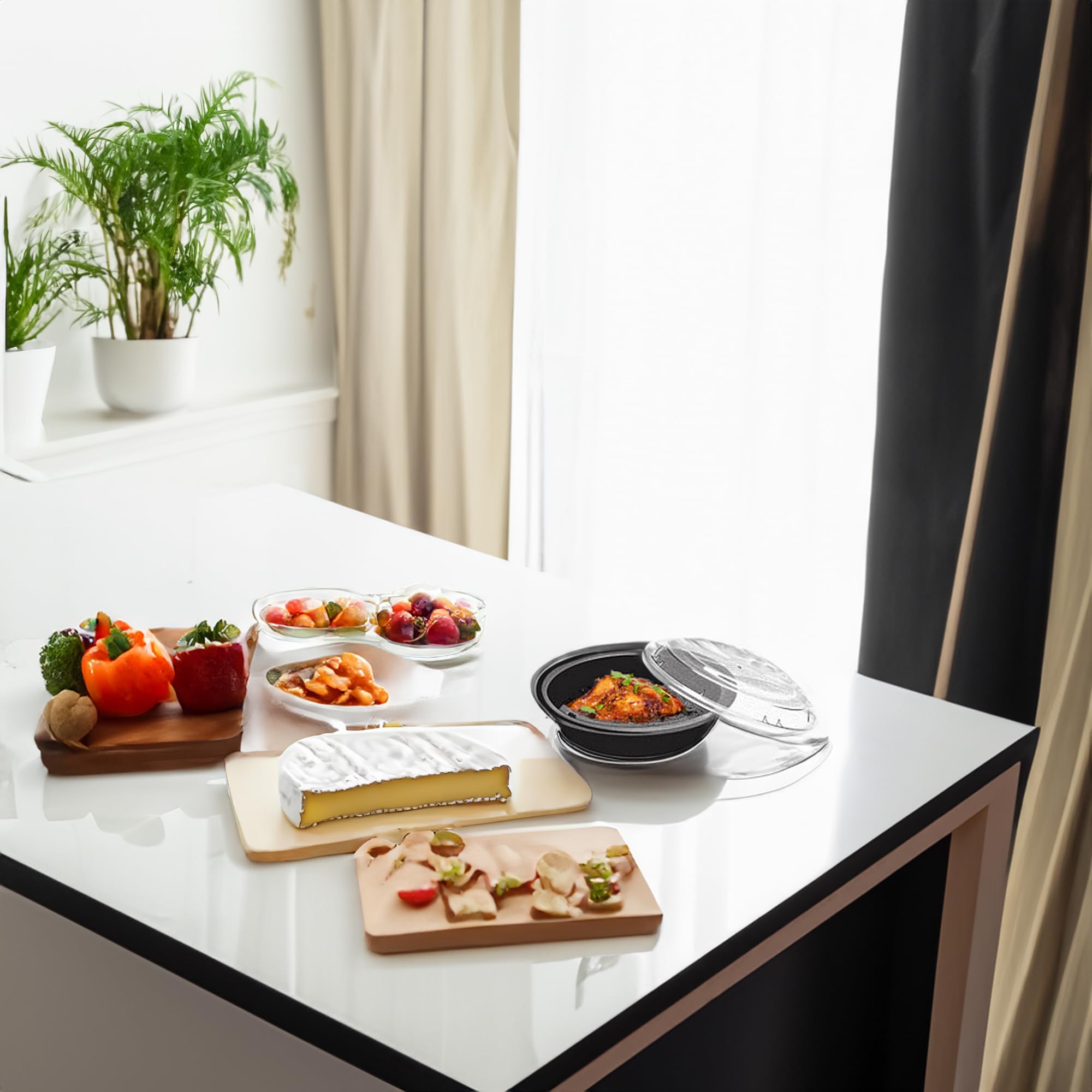 Northlight 150-Count 48 oz. Black Microwavable Plastic Take Out Container with Clear Lid