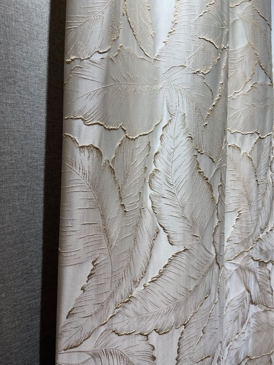 JESSANS Luxury Curtains Beige Jacquard Drapes 3D Gold Leaf High Precision Window Curtains for Living Room 98" Length 2 Panels for Bedroom Cafe Grommet Top（Beige，54 * 96）
