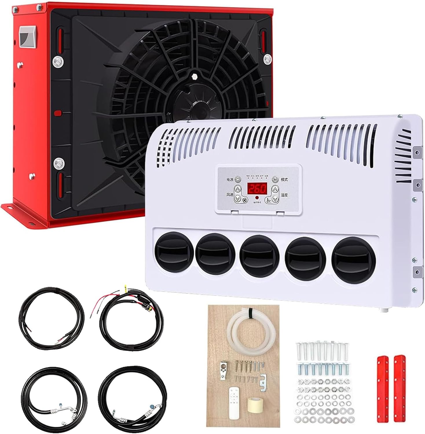 Condizionatore d’Aria per Cabina di Camion, Condizionatore d’Aria Mini Split per Camper, Camper, Roulotte, Camion Pesanti, Rimorchi per Veicoli Commerciali(Size:24V)