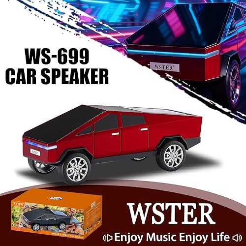 Miniatura 2 de WS-699 Altavoz Solar Bluetooth Réplica  Diseño de Camioneta del Futuro, Sonido HD, Emparejamiento Estéreo TWS, Radio FM, Luz de Fiesta LED,