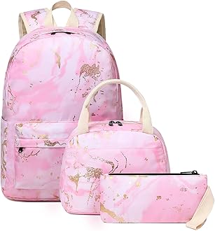 Bluboon Teen Girls School Backpack Kids Bookbag Set with Lunch Box Pencil Case Travel Laptop Backpack Casual Daypacks (Pink)