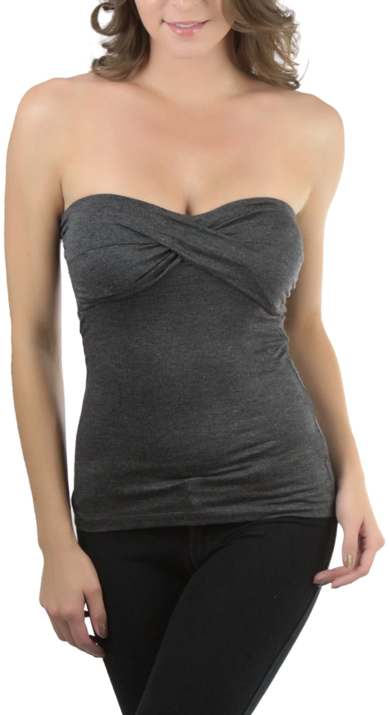 ToBeInStyle Women's Cotton-Spandex Blend Stretchy Tube Top