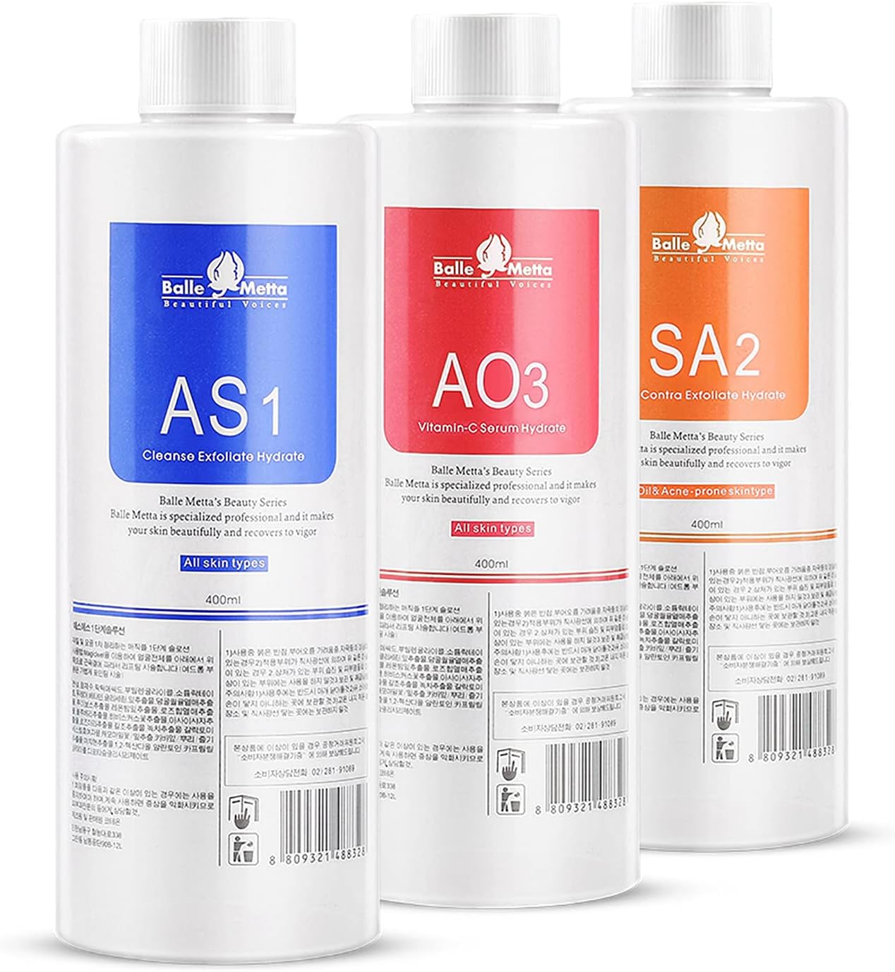 Aqua Peeling Solution AS1 SA2 AO3 facial Skin Care Dermabrasion facial Serum Cleaning Liquid 400ml For Hydra aqua peel machine