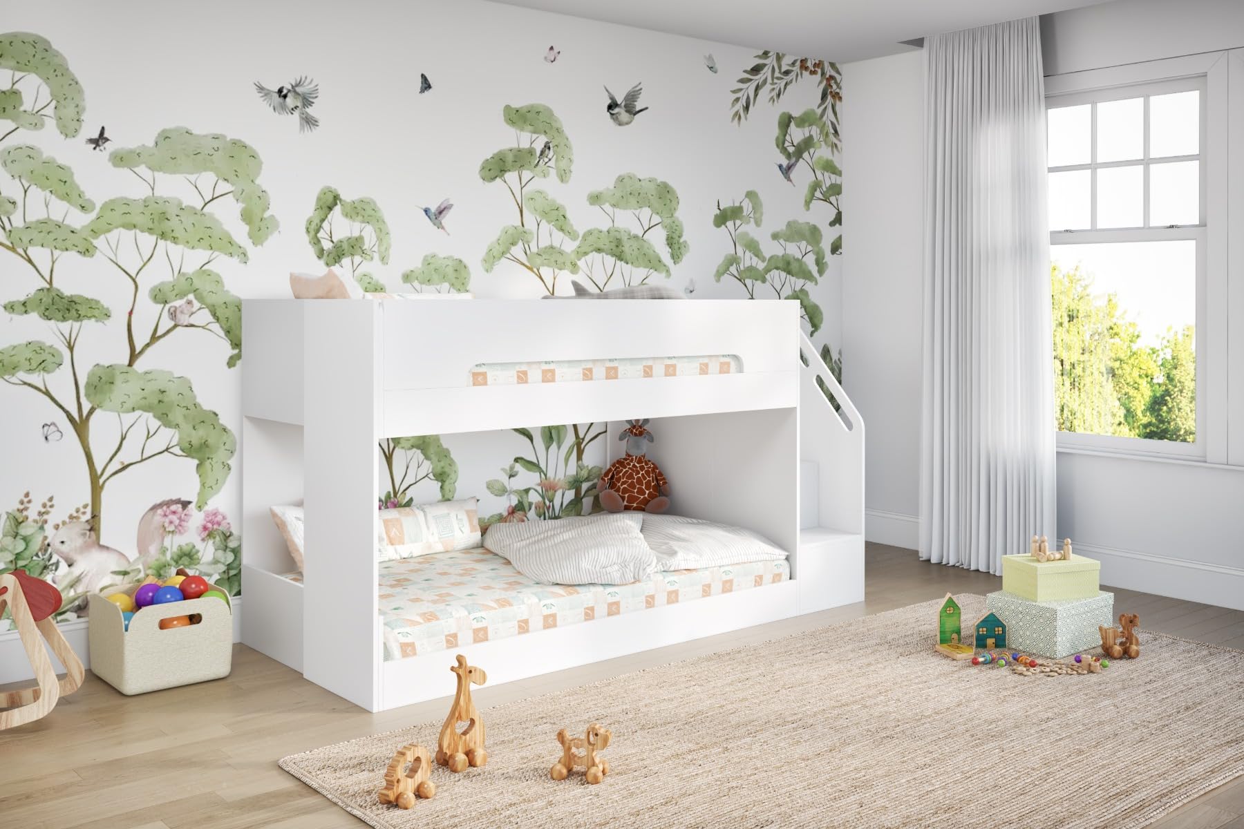 Flair Deimo Staircase Low Bunk Bed White from B&Q