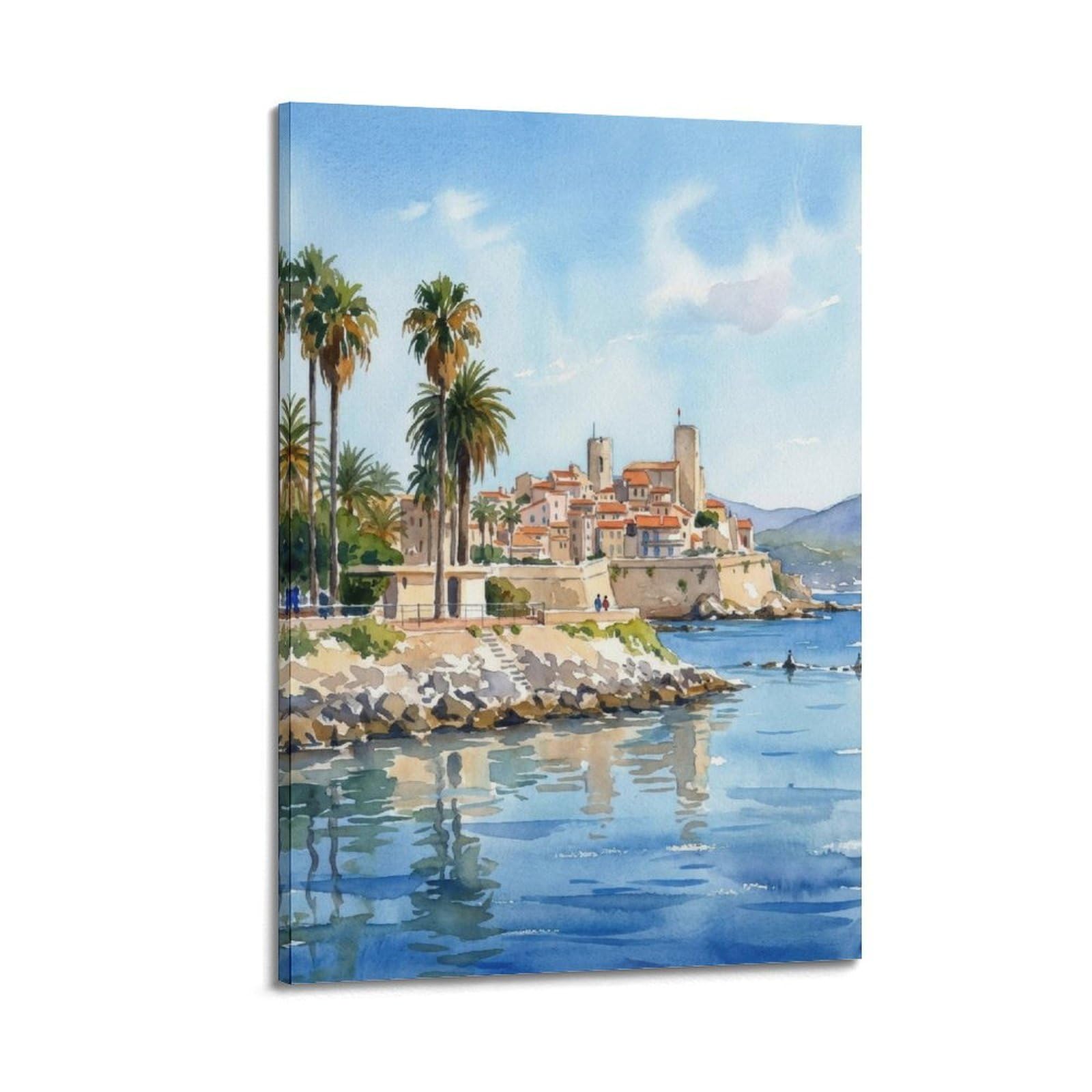 xiaoxiaoshen Antibes France Coastal City Landscape, Scenic Riviera Canvas Poster Wall Art Prints Room Aesthetic Murals Bedroom And Living Decorations 24x36inch(60x90cm)