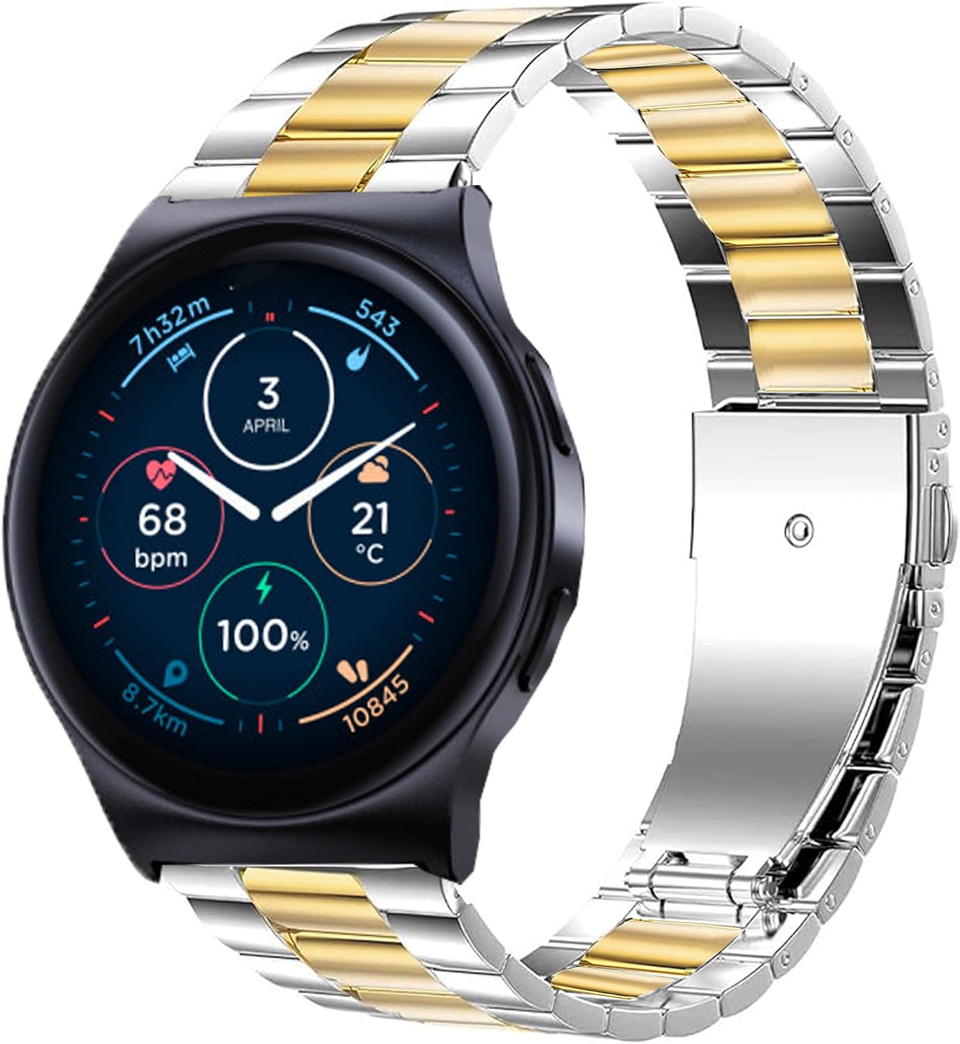 Correa metálica de acero para Moto Watch 120, 22mm miniatura 1