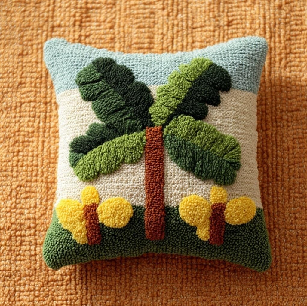 AxiangziK Latch Hook Pillow Kit,Banana Leaves