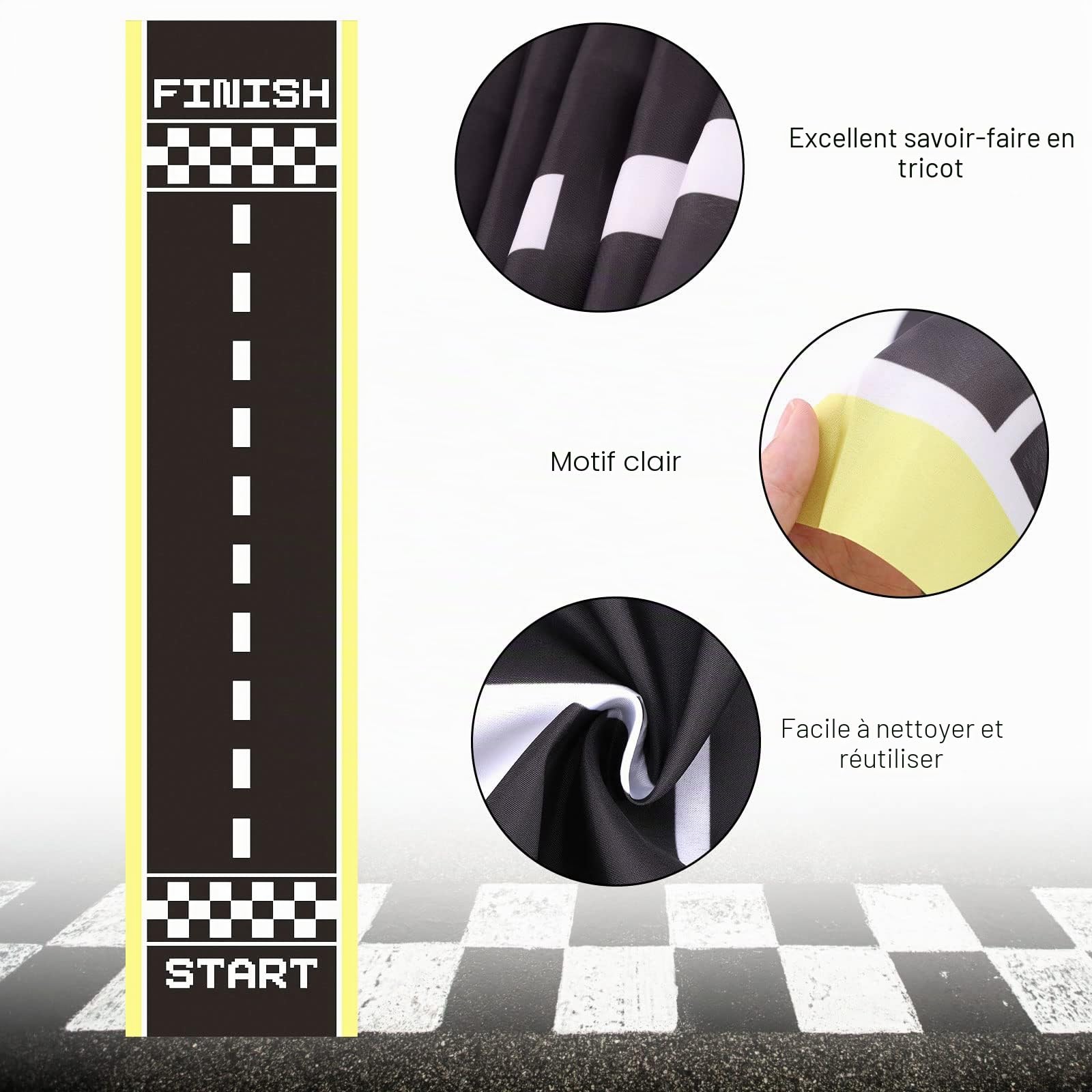 OOTSR Fournitures de Fête de Voiture de Course, Tapis de Sol Long pour Thème de Voiture de Course sur Route, Anniversaire, Jeu, Sport