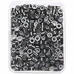 GOTDYA 5mm-300pcs Hair Extension Beads,Silicone Lined Micro Rings,MicroLink I Tip Weft Beads for Hair Tinsel and Feathers Extensions,Dark Brown