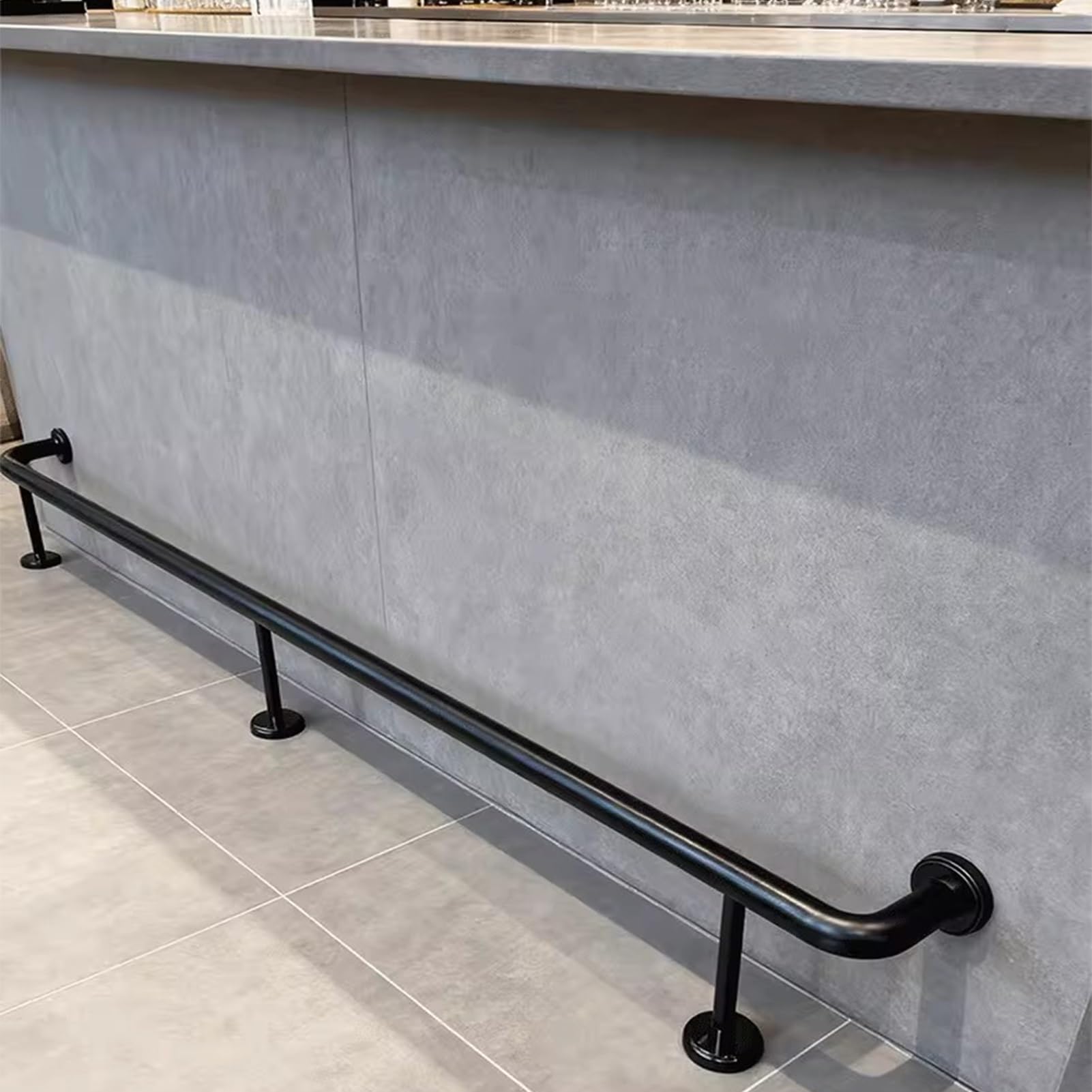 Kit de rampe de pied – Barre d'appui au sol en acier robuste avec matériel de montage complet sous le comptoir pour une utilisation en intérieur et en extérieur