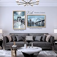 Vista 6 de VCK 24x36 Poster Frame Set of 3 - Natural Solid Wood, Exclusive Wood Grain Picture Frame, Wall Hanging