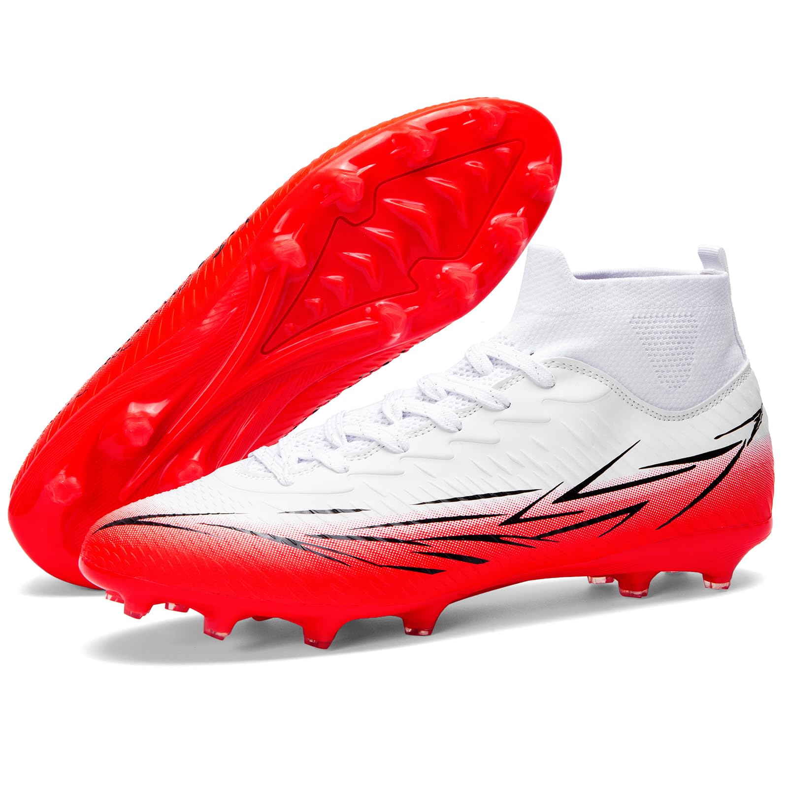 Unisex High Top Soccer Cleats Lightweight Mens Football Cleats with Ankle Support & Traction for Multi-Surface Training & Games