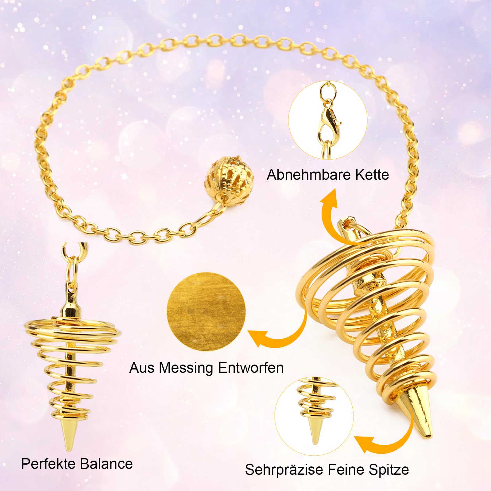 3 Pezzi Pendoli in Rame Dorato Pendulo Radiestesia Péndulo Pendulos per Divinazione, Accessori per Tarocchi, Regali di Bilanciamento per Gli Amanti dei Tarocchi