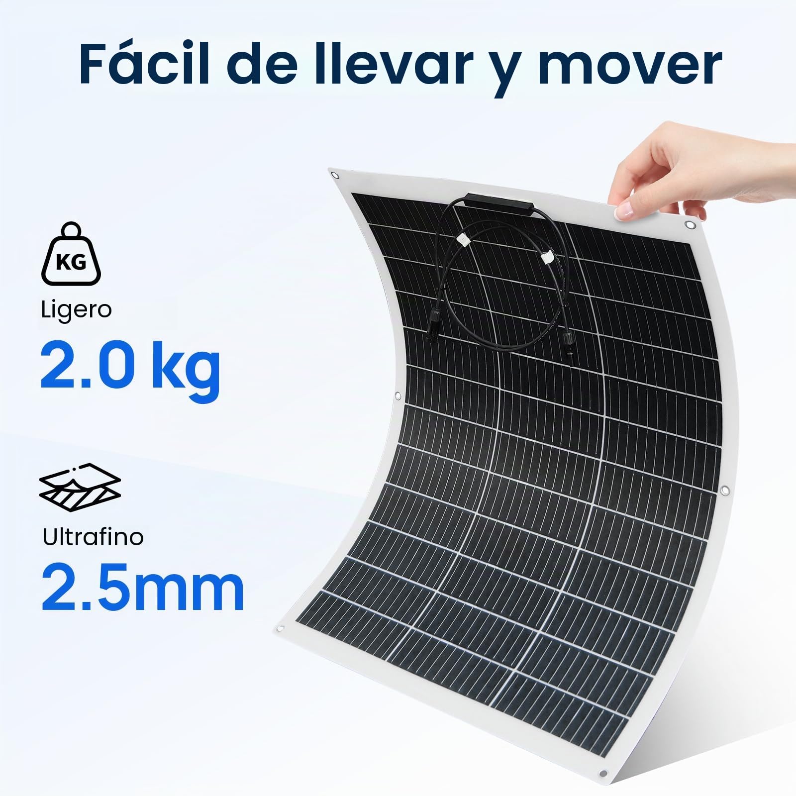 ECO-WORTHY Panel solar flexible de 260 W, 12 V, impermeable, módulo fotovoltaico para autocaravana, barco, caravana, techo, cabina y superficies no planas