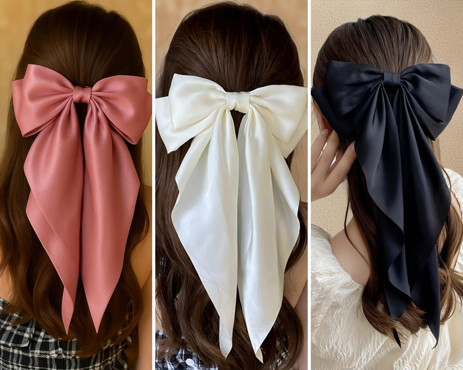 Silk satin bow clip