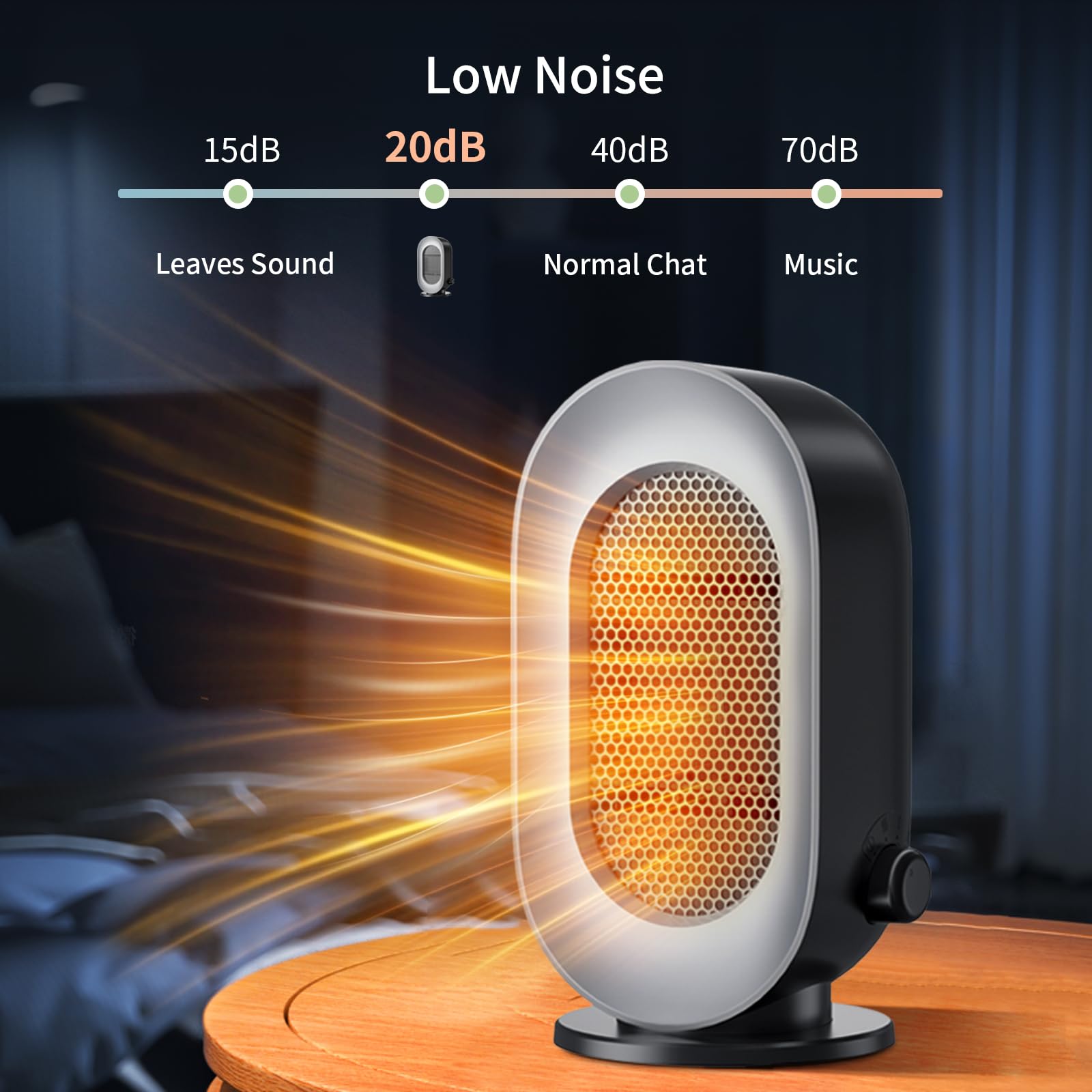 Portable Space Heater Indoor, 3 Modes Portable Small Electric Heaters, Portable Heater with Overheat and Tip-Over Protection for Fast, Quiet and Energy Efficient Heating (Grey Black)