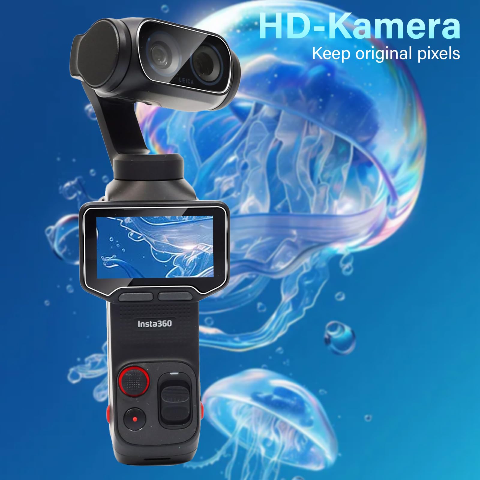 3 Pièces Verre Trempé Compatible avec Insta360 Luna Ultra, Film Protection écran Dureté 9H Glass Anti Rayures Haute Définition Sans Bulles