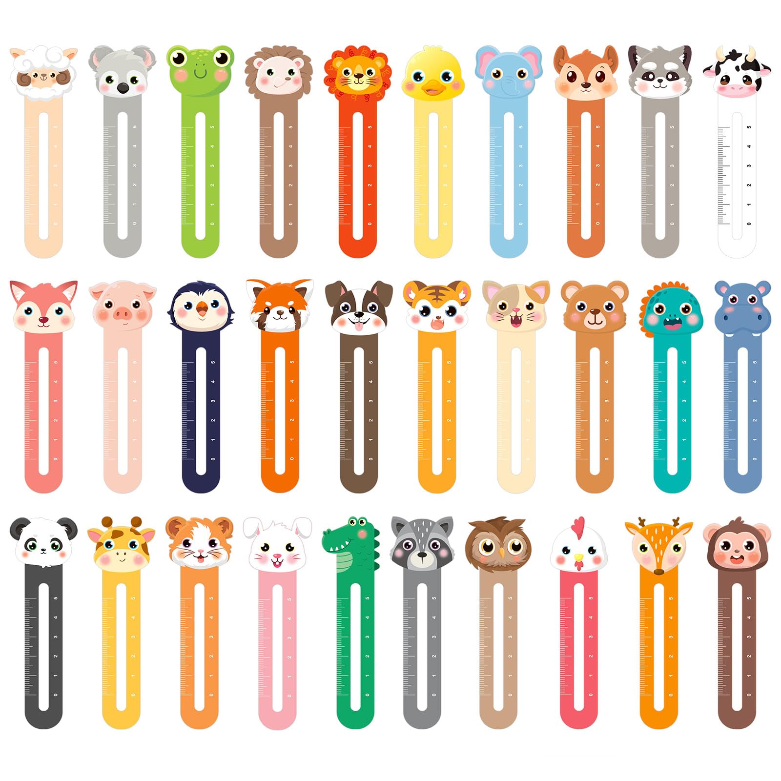 JSRQT 30 Piezas Marcadores de Libros Animales Marcadores de Regla para Niños Lindos Marcadores de Clip Bookmark Monumentos para Estudiantes Maestros Marcapáginas Bonitos Suministros de Lectura