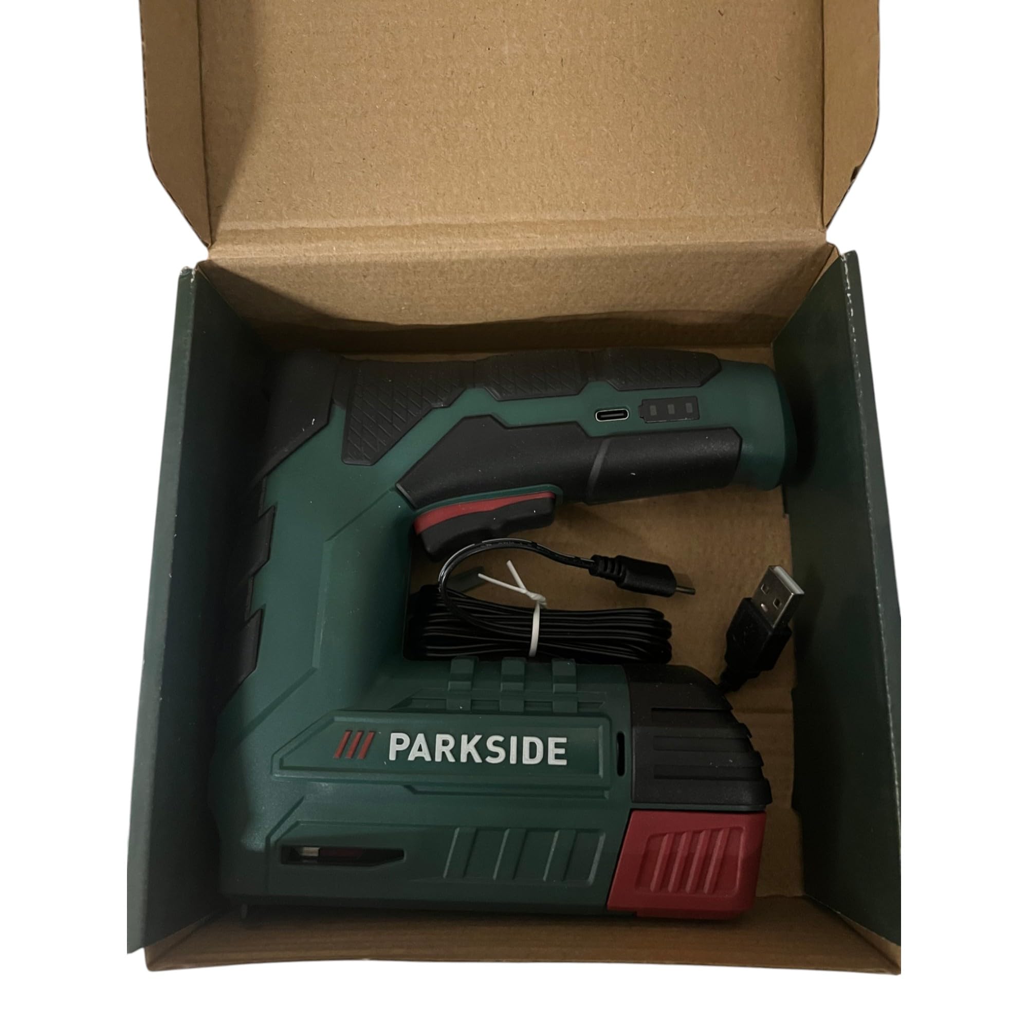 Parkside - Spillatrice elettrica PAT 4 B2 con batteria agli ioni di litio, 4 V (1300 mAh), con 1000 graffette