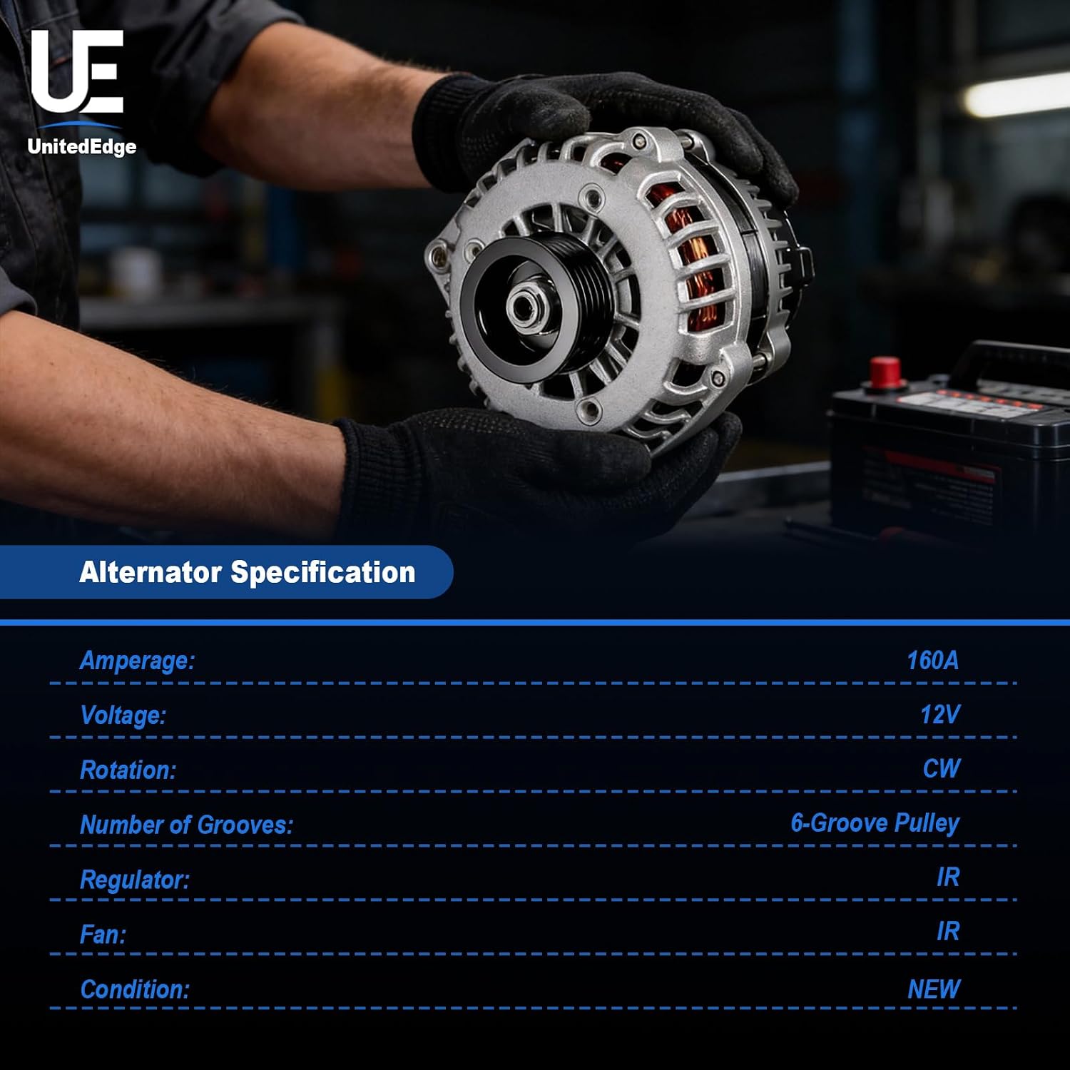 Alternator for 2007-2014 Chevy Silverado, GMC Sierra 1500, Cadillac Escalade, Hummer H2-12V 160A 6-Groove Serpentine | 15093928 15857608