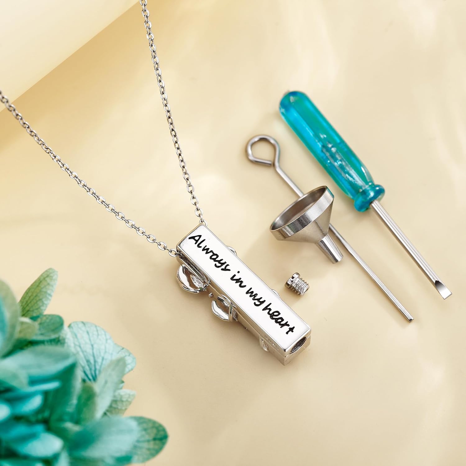 Moonstone Opal 3D Urn Necklaces for Ashes 925 Sterling Silver Urn Pendant Jewelry for Women Lover - Image 3