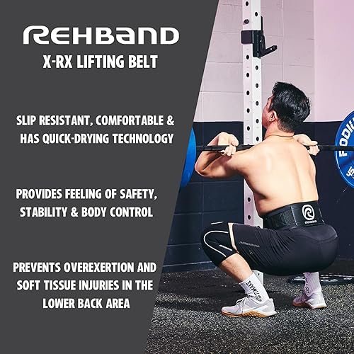 Miniatura 3 de Rehband Cinturón de levantamiento de pesas para sentadillas y peso muerto, cinturón de levantamiento de pesas para hombres y mujeres, cinturón de