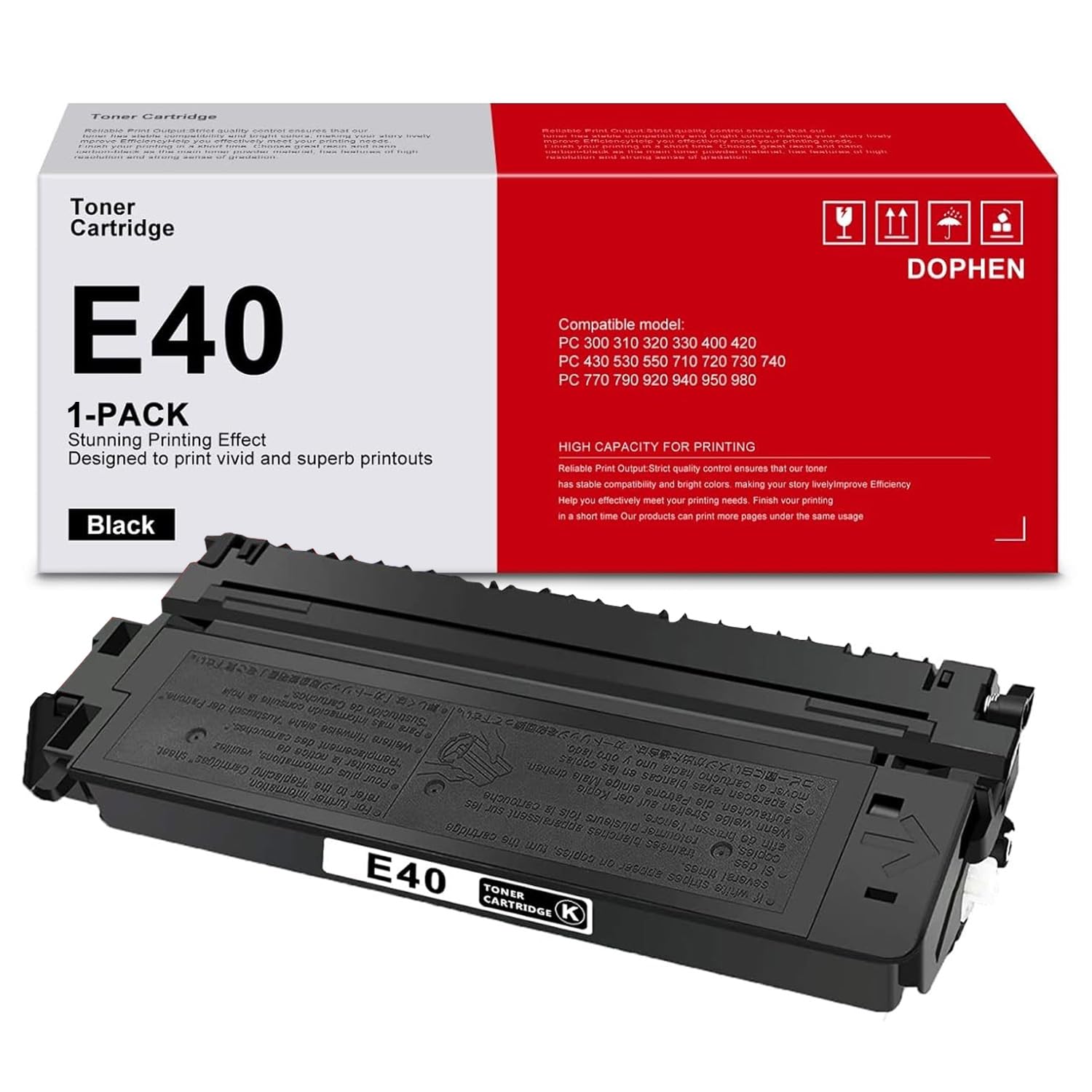 CRGE40 E40 Black Toner Cartridge: EAXIUCE 1Pack Compatible E40 Cartridge Black Replacement for E40 PC 300 310 320 330 400 420 430 530 550 710 720 730