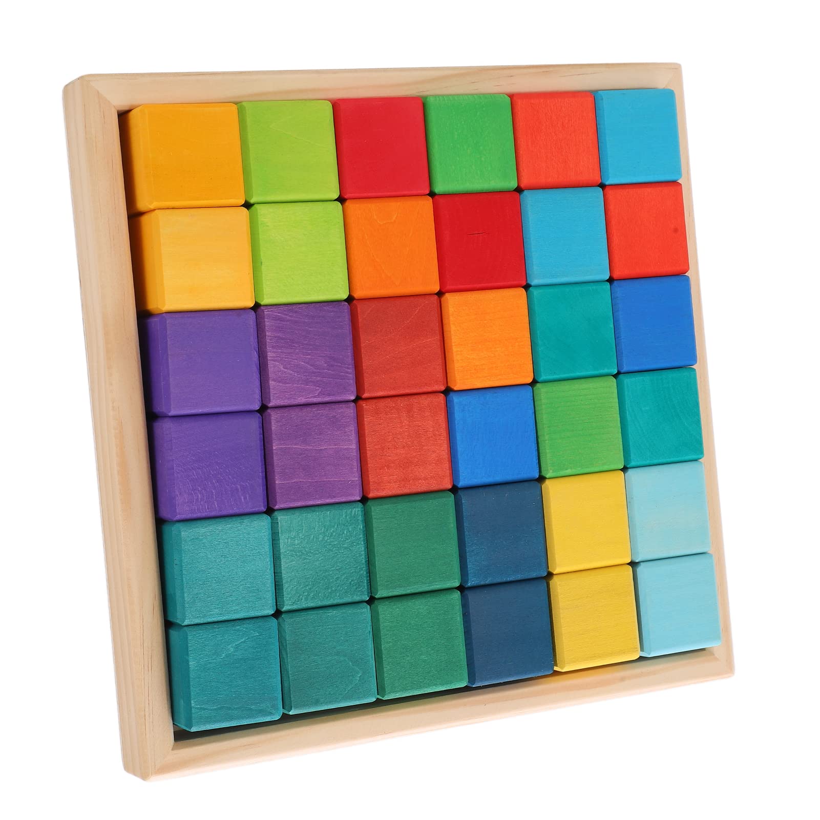 Blocchi di Costruzione in Legno Colorati Impilabili Blocchi Cubici Durevoli con Struttura Dura per Bambini Materiale Educativo per il Gioco Cubi Colorati Set di di Costruzione in Legno