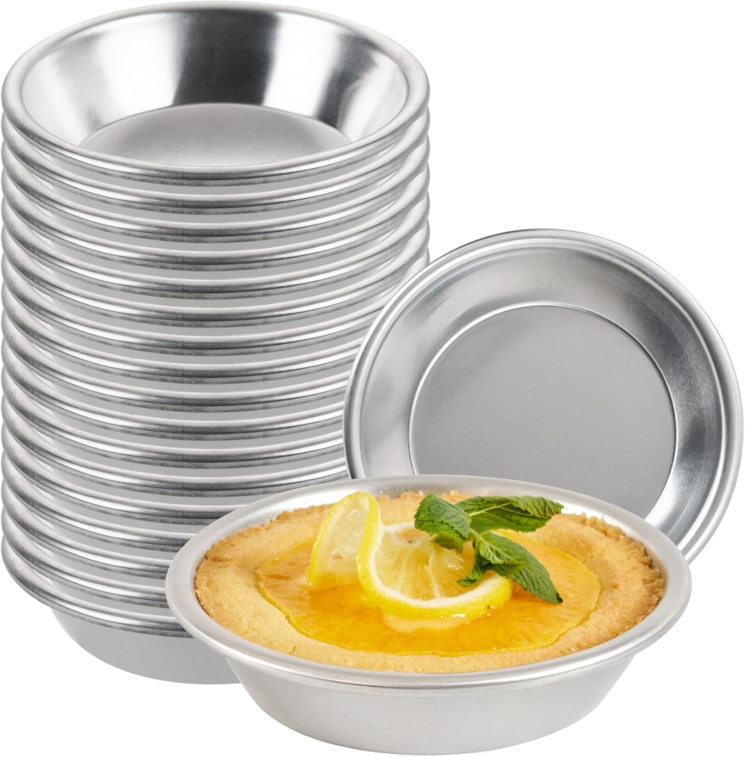 Restaurantware Aluminum Pie Pan 72 Count 4 Inch Round 1 Inch Deep Oven-Friendly Pie Tin, Lightweight Baking Pan, Silver Plate for Quiche, Fruit Pies, Home And Commercial Kitchens