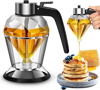 Honey Dispenser with Stand - 8 oz Clear Glass Jar with No-Drip Dipper & ...