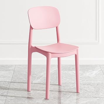 Modern Dining Chair, Stackable Plastic Chairs Armless Kitchen Chairs Indoor Outdoor Patio Chairs with Backrest for Restaurant, Bistro, Assembly Free Load-Bearing 330lbs, Pink