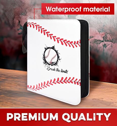 Miniatura 2 de Generic Carpeta de tarjetas de béisbol con 9 bolsillos, material de piel sintética, capacidad para 900 tarjetas, 3 anillos, 50 hojas, color rojo