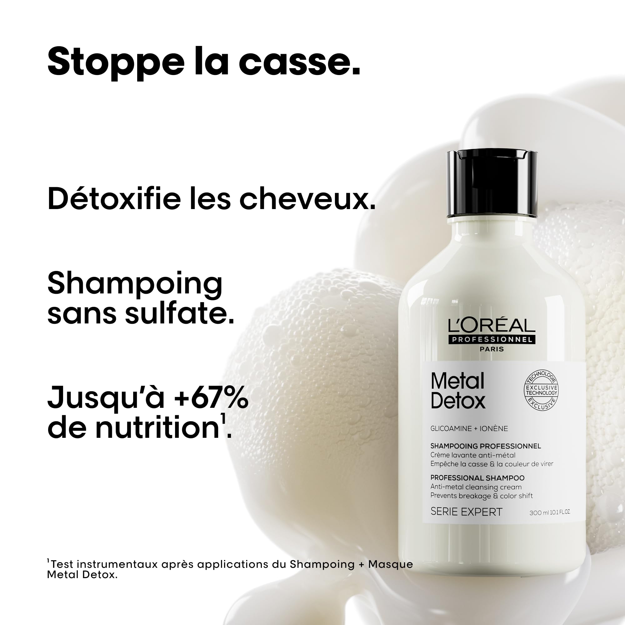 L'OREAL PROFESSIONNEL - Metal Detox - Cheveux Secs et Abîmés, Raides à Bouclés, Naturels à Colorés - Sans Sulfate - Anti-Casse - +67% de Nutrition - 2x Plus de Brillance