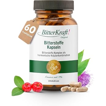 BitterKraft! Original Organic Bitter Substances 60 Capsules - According to Hildegard von Bingen - 9 Exquisite Bitter Herbs - 