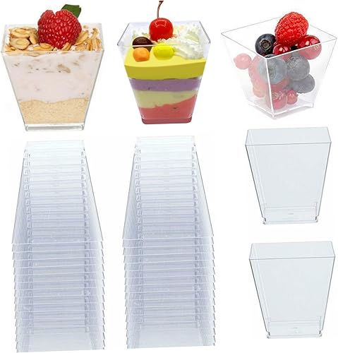Miniatura 5 de 50 tazas de mini aperitivo, tazas transparentes para fiesta, tazas cuadradas para aperitivos, vasos cuadrados, tazones desechables para aperitivos,
