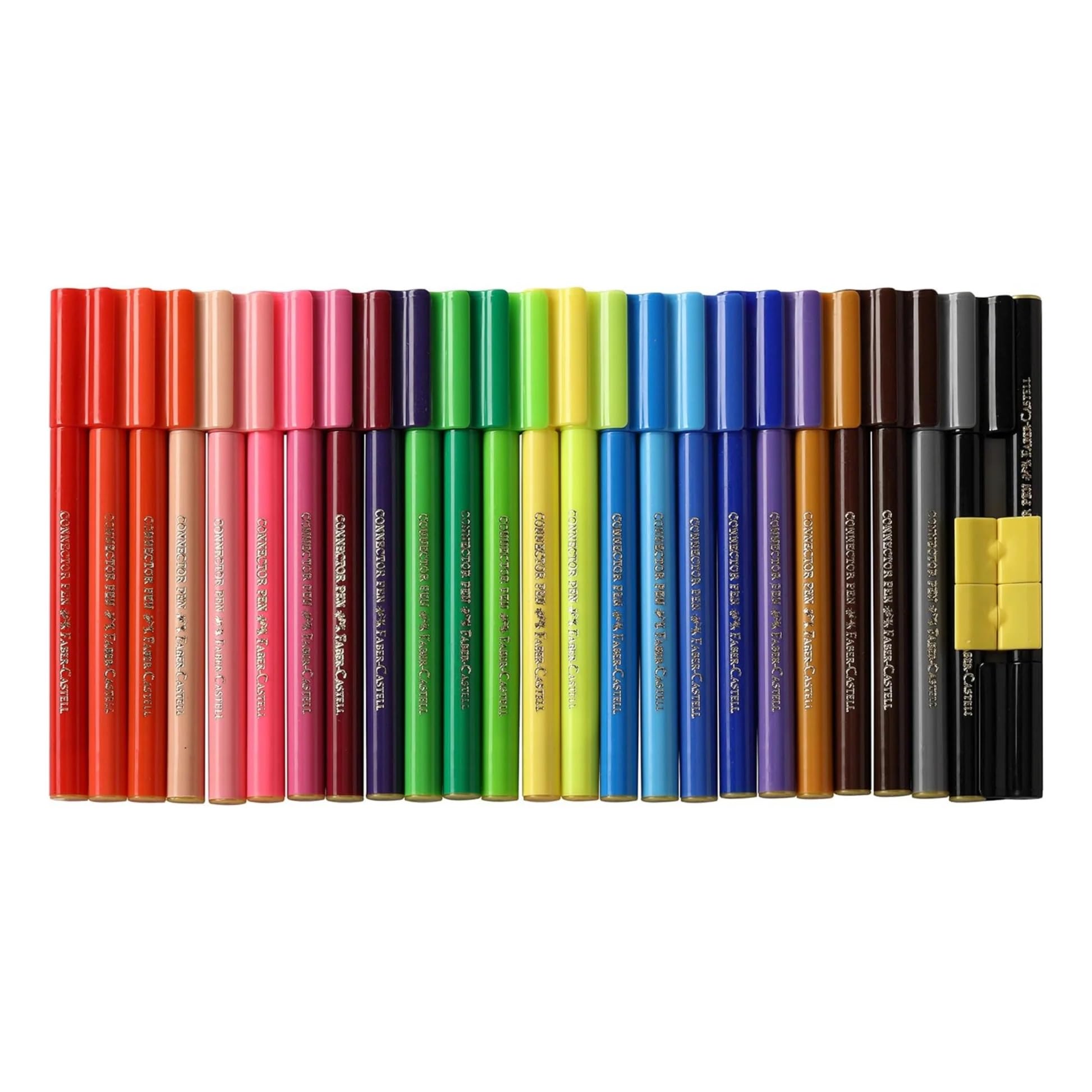 Faber-Castell Connector Pens Set of 25 Assorted Colours | Washable Sketch Pens for Kids with Connecting Caps | Non Toxic Colouring Pens for Drawing, Craft, School Projects & Creative Activities-image-48