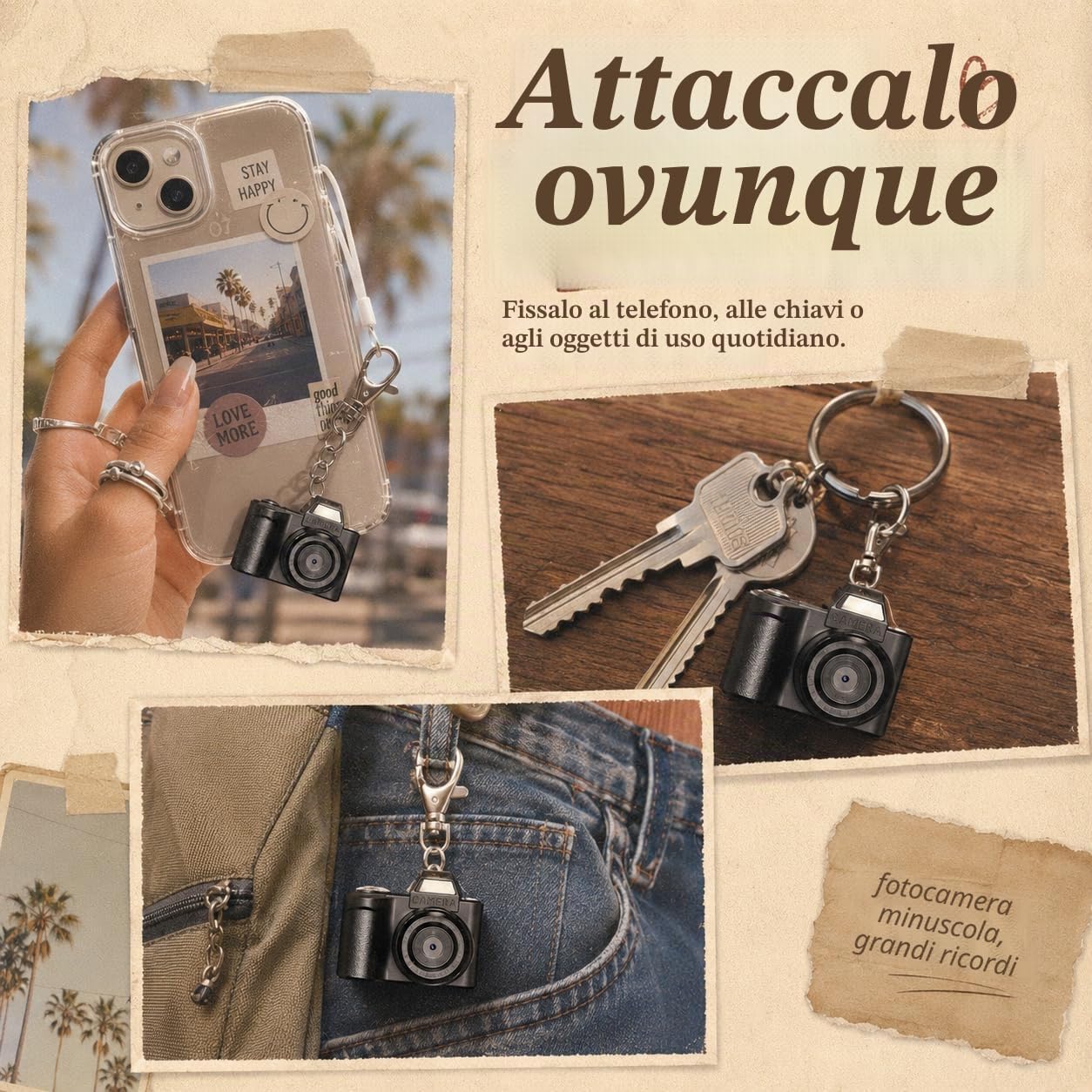 Mini Fotocamera Digitale - Maxmango 1,3'' 1080P Mini Macchina Fotografica Digitale, Macchina Fotografica Tascabile Portachiavi con 64 GB, per Viaggi, Vlogging e Intrattenimento, per Regali