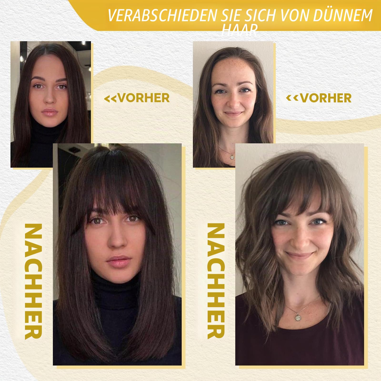 2T613 Haarteil aus 100 % Echthaar für Damen, Echthaar, 25,4 cm, Ombré-Hellbraun mit blonden Highlights, mit Pony, Schweizer Basis, Clip in Pony für dünner werdendes Haar
