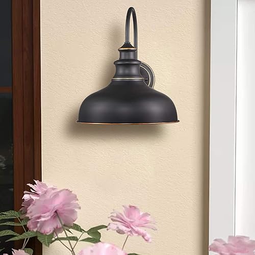 Miniatura 2 de zeyu Lámpara de granero de cuello de cisne de granja, iluminación de pared de 11 pulgadas, acabado negro, 02A390 ROB