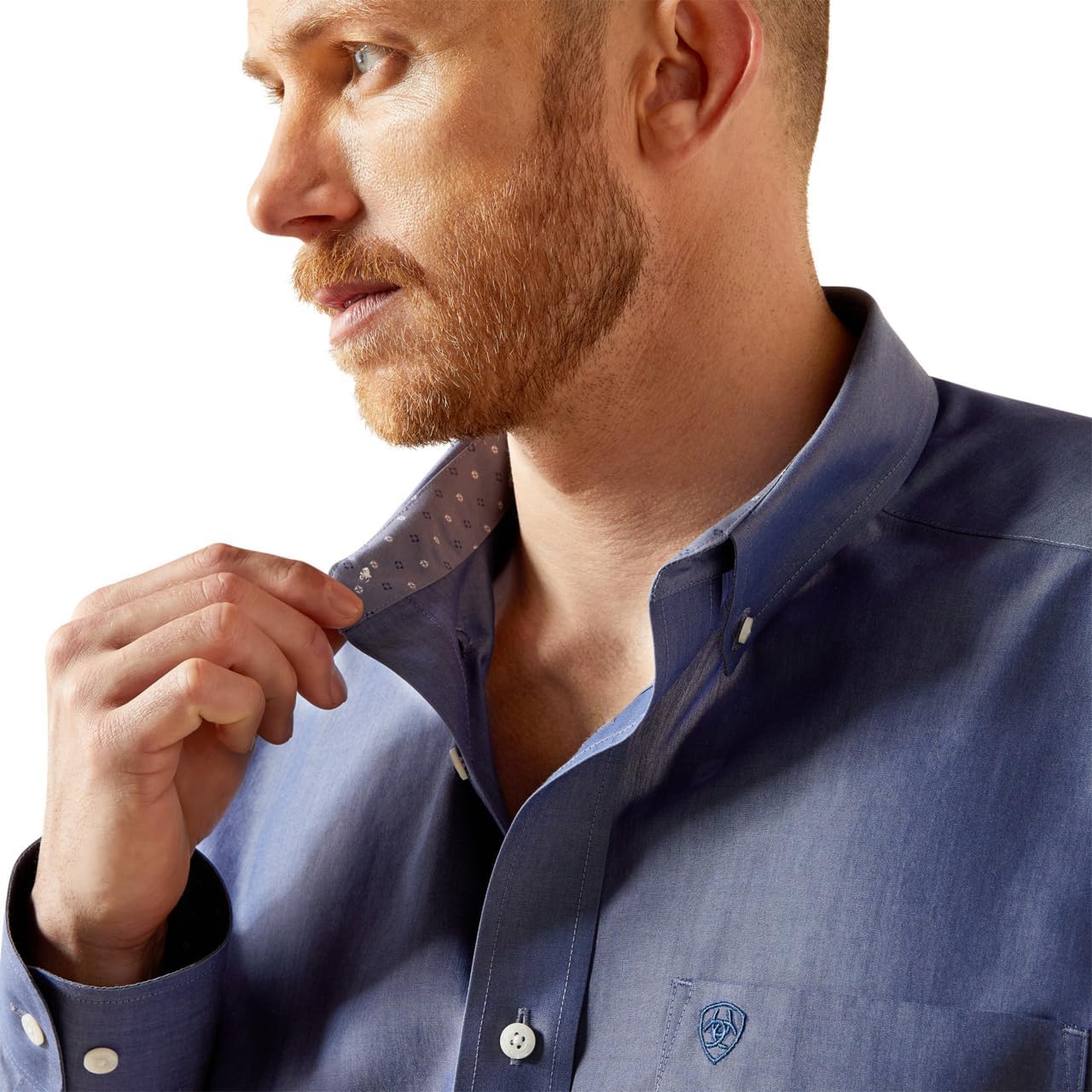 ARIAT Men's Wrinkle Free Solid Pinpoint Oxford Classic Fit Shirt - Image 3