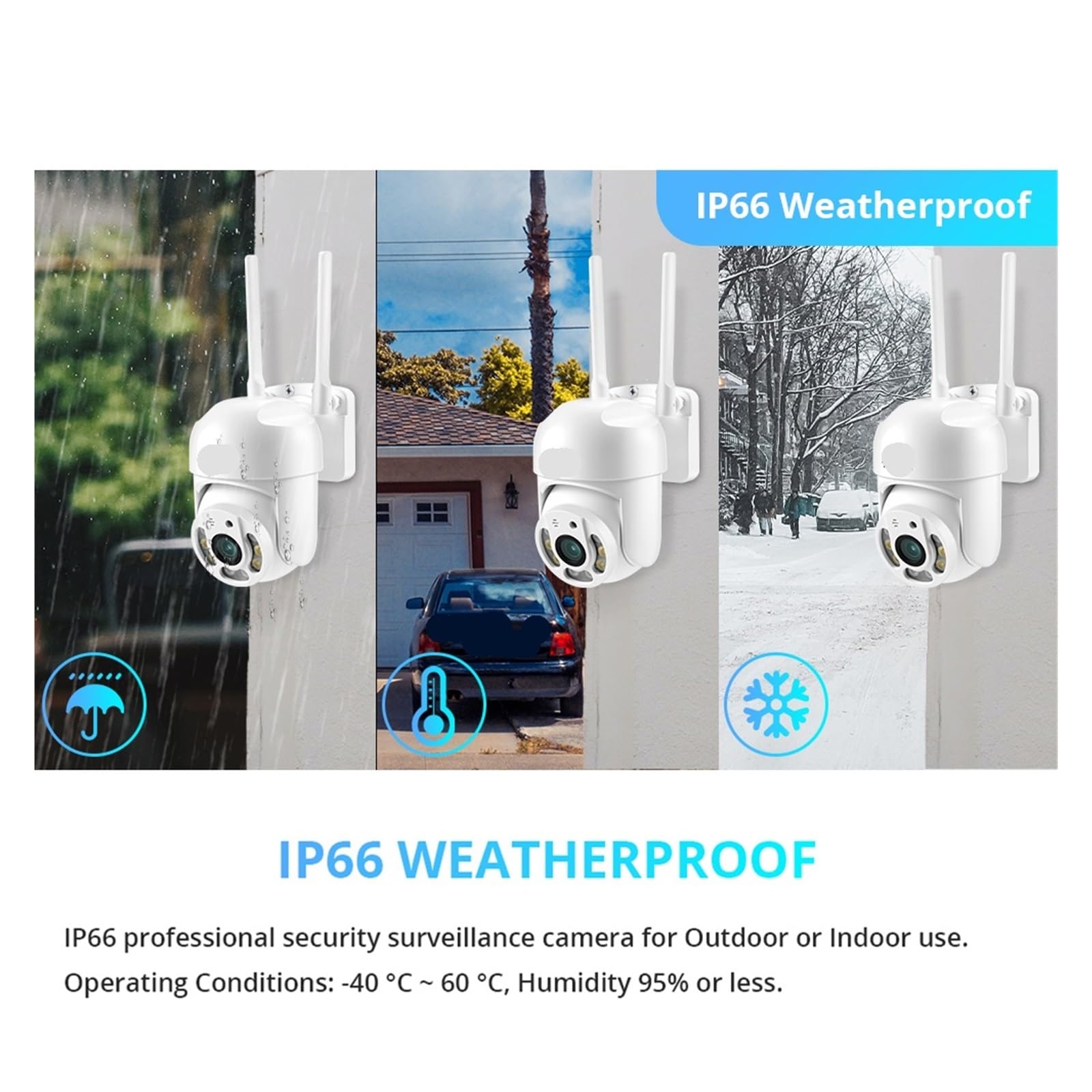 Caméra de surveillance de sécurité IP intérieure extérieure WiFi PTZ