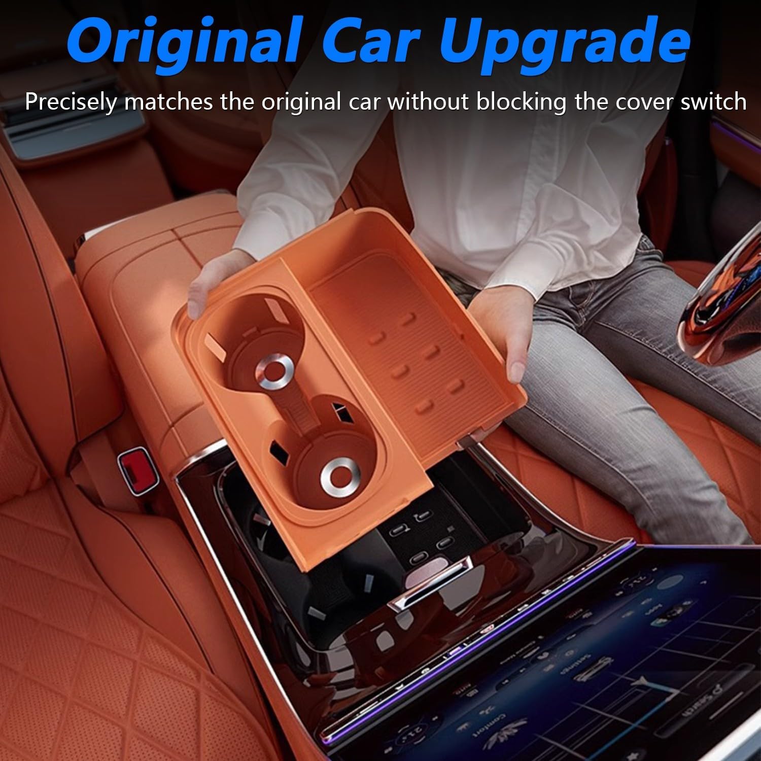 Car Cup Holder for Mercedes Benz S-Class 2021-2025 Cup Holder Silicone Insert Center Console Drink Holder Bottle Holder S450 S500 S560 S580 S63 AMG S580e Interior Accessories