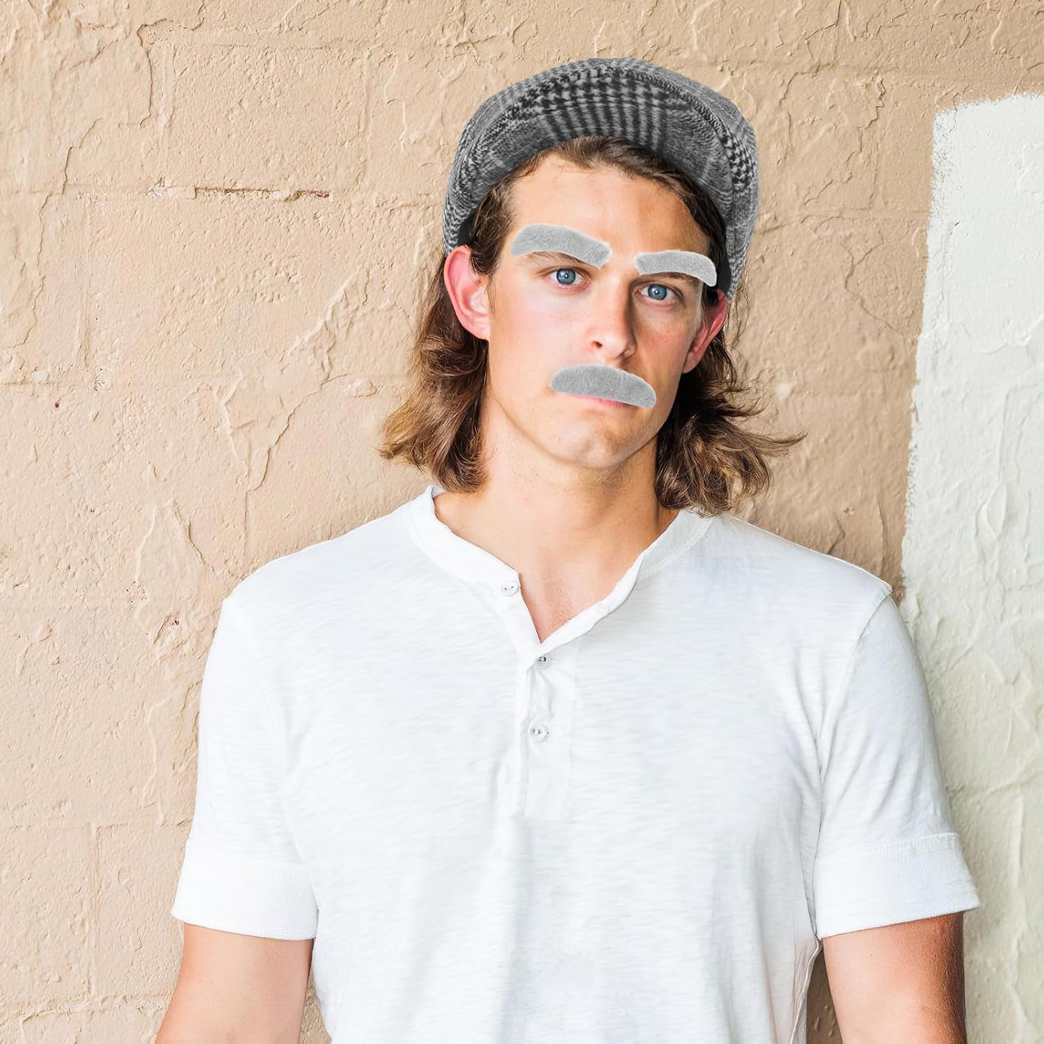 6pcs Old Costume for Boys, 100th Day Costume 1920s Grandpa Accessories Newsboy Hat Glasses Eyebrows Pocket Watch Multi