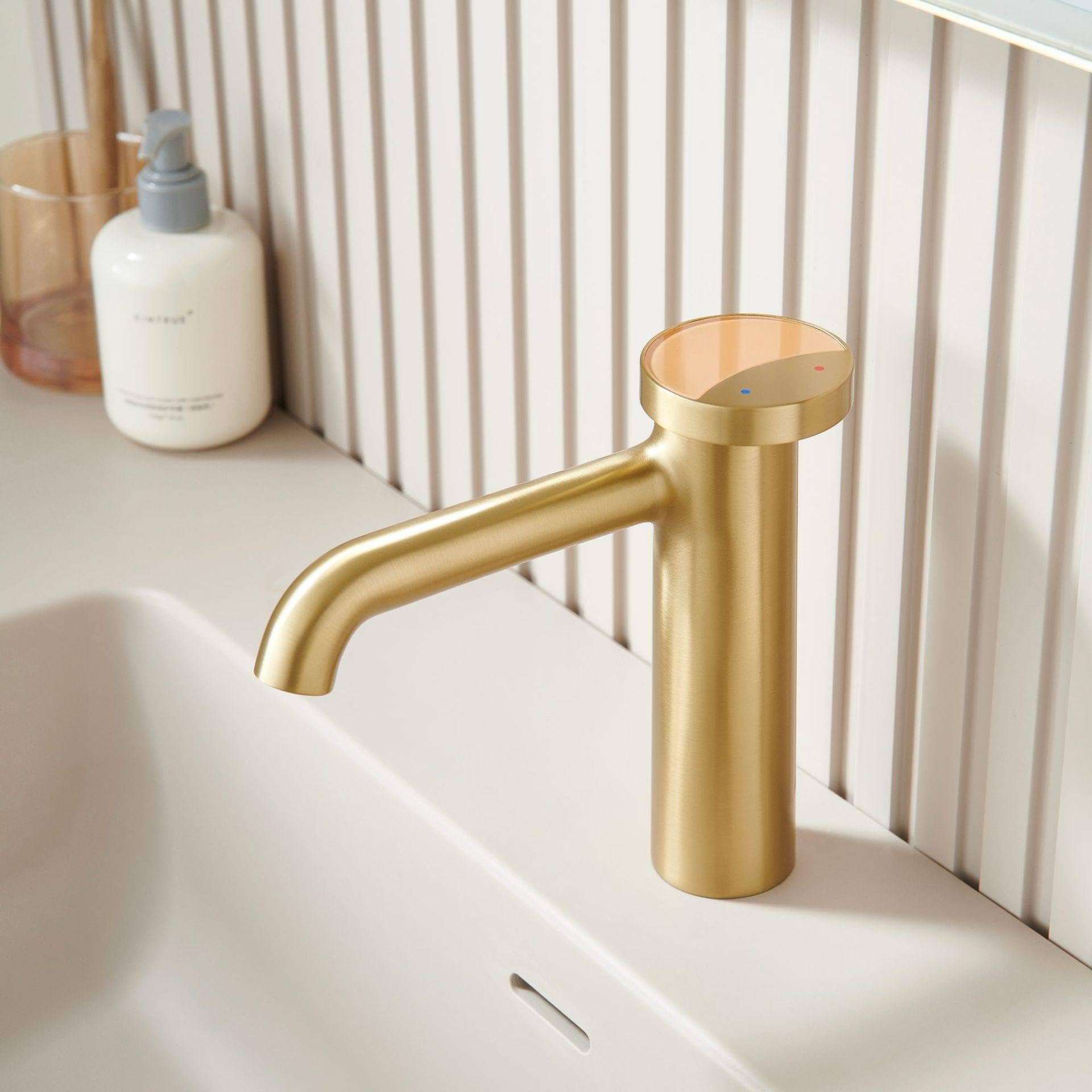 Baño Moderno de 1 Orificio, Lavabo Monomando, Lavabo de baño, Lavabo sobre encimera, para Lavabo de baño, tocador, baño de latón