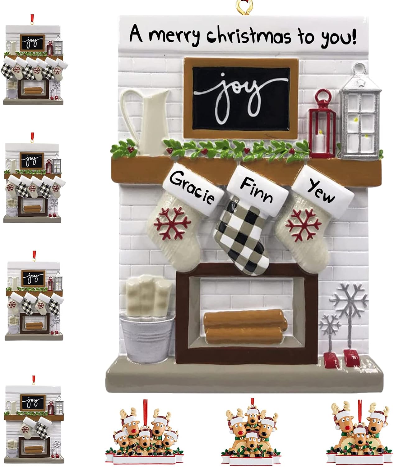 Adornos de Navidad personalizados 2023, repisa de chimenea, familia de 23456 nombres de miembros de la familia Joy para decoraciones de árbol de