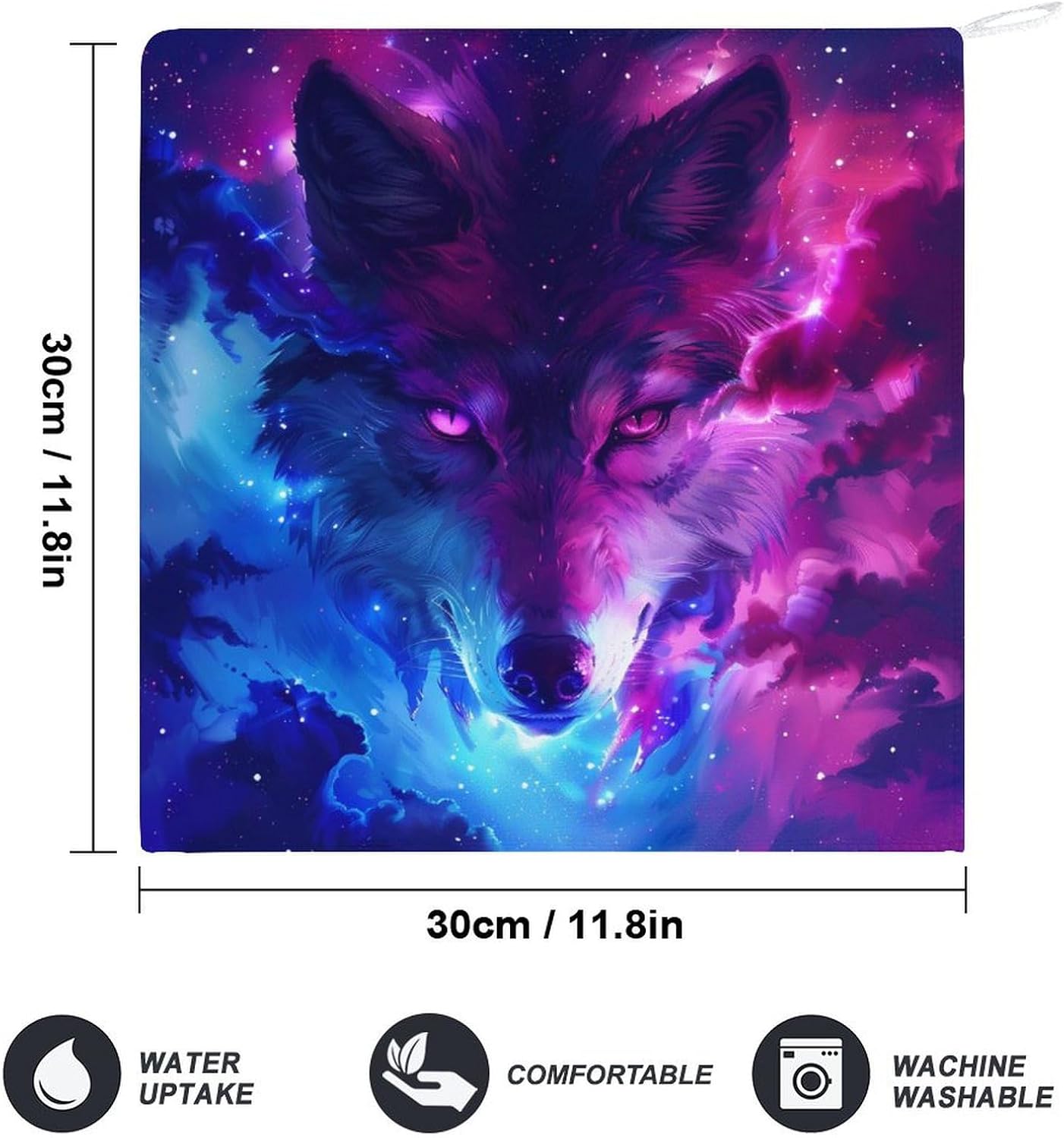 The Wolf in A Galaxy Hand Towels for Bathroom Kitchen Towels Small Towel Handkerchiefs with Hanging Loop 4PCS