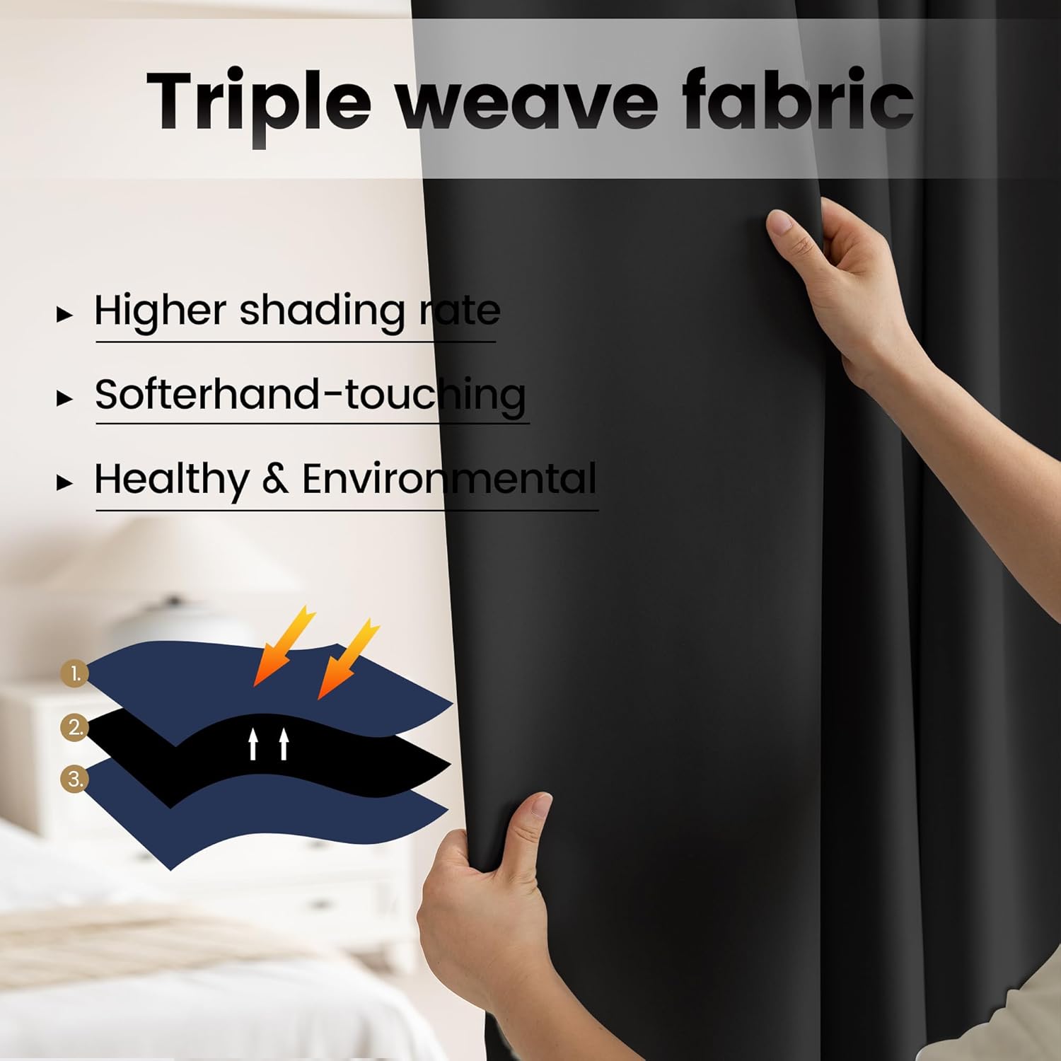 Room Divider Blackout Ceiling Track Curtains with Hook, Floor to Floor Theater Curtains for Living Room Bedroom(1Panel, Black, W8.3ft x H8ft)