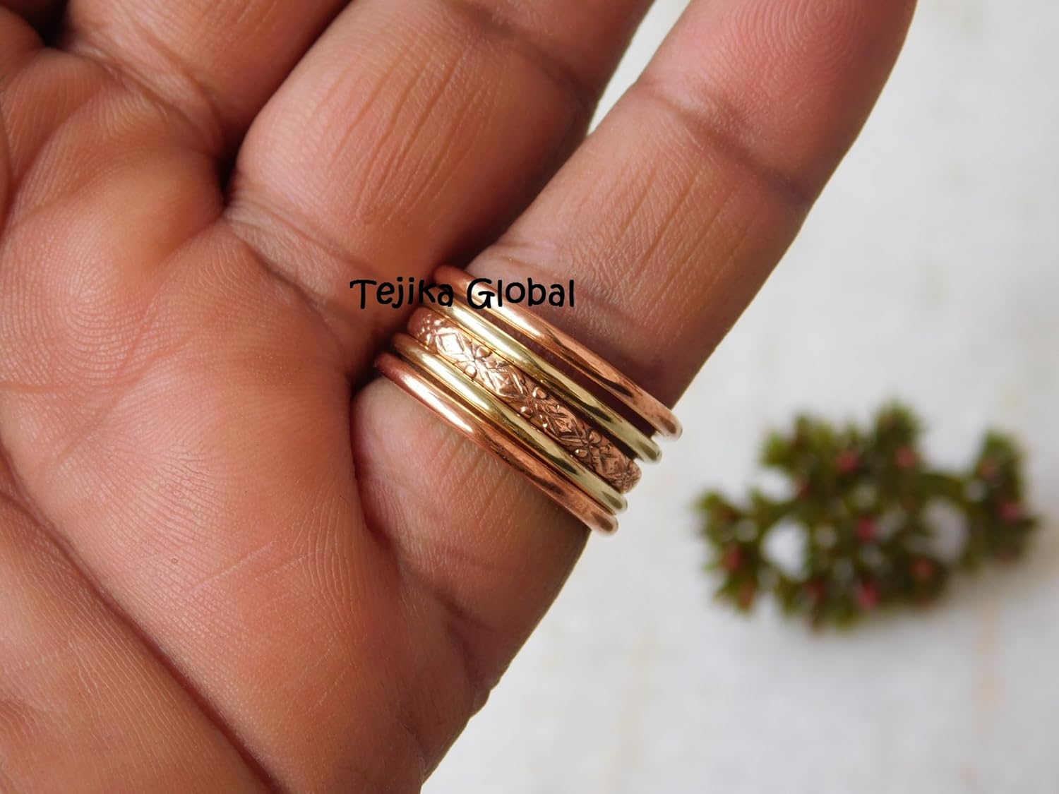 Solid Copper ring of 5 set, Stackable Arthritis Rings, Handmade ring for men women, Copper Splint Copper Jewelry,